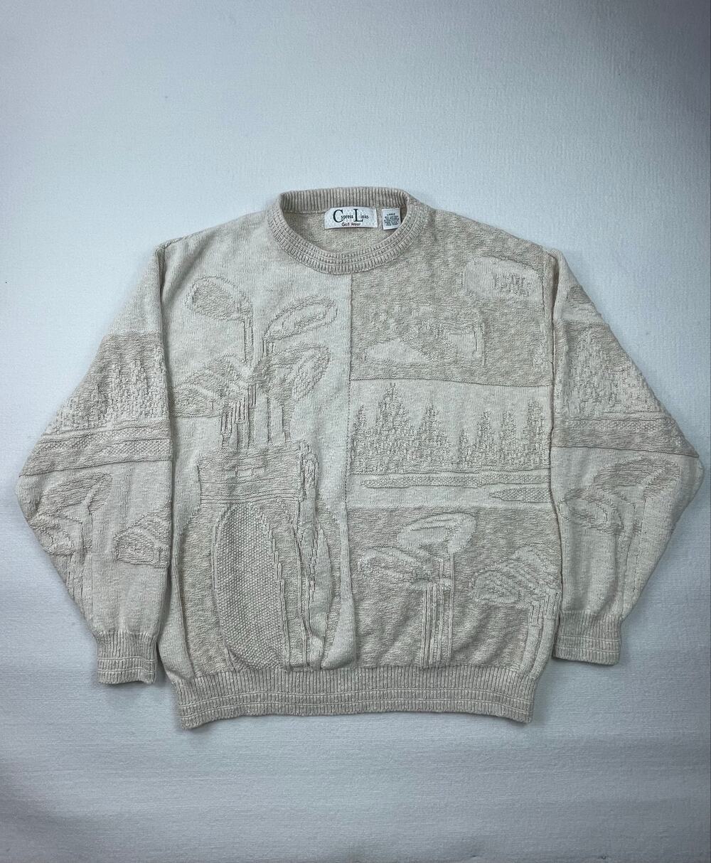 Vintage USA 90s Cypress Links Goof Wear Knit Sweater Old Money Grandpa Preppy